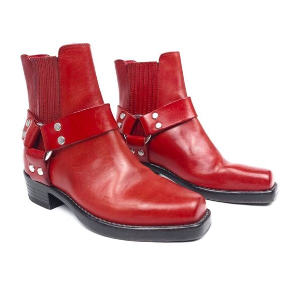 RE/DONE Short Cavalry Harness Boots Western 90s Grunge Cherry Red 36 Horse Girl - Picture 3 of 12